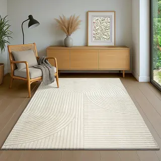 The Carpet Everest - Modern Kortpolig Vloerkleed Met Panglao-design, Hoog-laag 3D-effect, Hoge Pooldichtheid, Zacht En Comfortabel – Voor Woonkamer