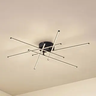 Lindby Led Plafondlamp Elviano, Ø 80 Cm, Zwart, 3.000 K