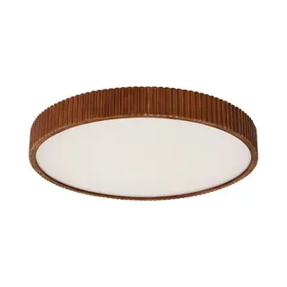 Lindby Led-Deckenlampe Velua, Weiß/holz Dunkel, Cct, Ø 50 Cm
