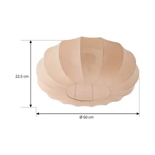 Lindby Plafondlamp Helin, Beige, Ø 60 Cm, Textiel, 3 X E27