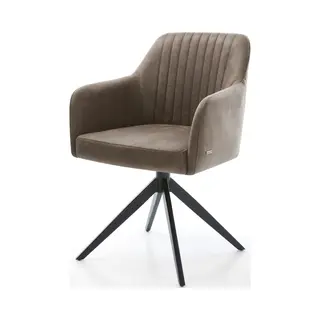Delife Eetkamerstoel Greg-Flex Kruisframe Breed Zwart Microvelours Taupe Vintage 360° Draaibaar Rocker-functie Pocketveer Kern