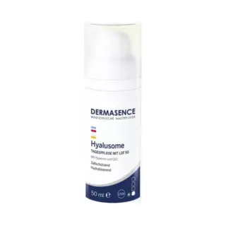 Dermasence Hyalusome Tagespflege Mit Lsf 50, 50 Ml, Feuchtigkeitsspendende Anti-Aging-Tagescreme Mit Sonnenschutz, Glättet Falten, Schützt Vor