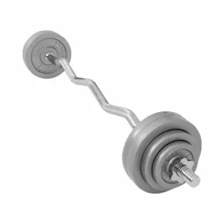 Gorilla Sports® Hantelset - 35kg, Sz Curlstange 120 Cm, Gewichte 2x1, 25kg / 2x2, 5kg / 4x5kg, Mit 2 Sternverschlüssen, 30mm, Aus Gusseisen - Hantel