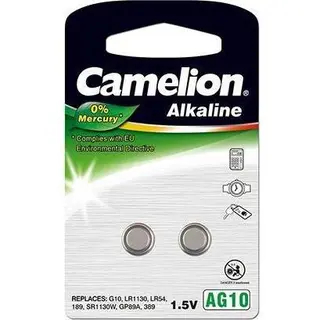 Camelion AG10, LR54, LR1130, 389 Alkaline (2 Stk., AG10 / LR54 / LR1130 / V10GA, 78 mAh), Batterien + Akkus