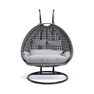 Home Deluxe Hangstoel Polyrattan Twin - Grijs - Met Kussens