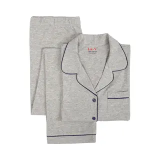 La V La-V Pyjama Sets Voor Meisjes Met Klassieke Kraag Grijs 128-134