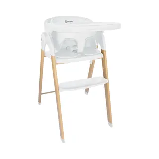 BabyGO Levels - Kinderstoel - Eetstoel Voor Kinderen Vanaf 6 Maanden Tot 110kg - Hout Look - Wit