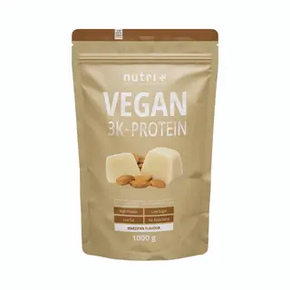 Nutri + Veganes Protein Marzipan 1 Kg - 83% Eiweiß - Proteinpulver Winter - Laktosefreies Eiweißpulver Low Sugar + Glutenfrei - 1000 G Pulver