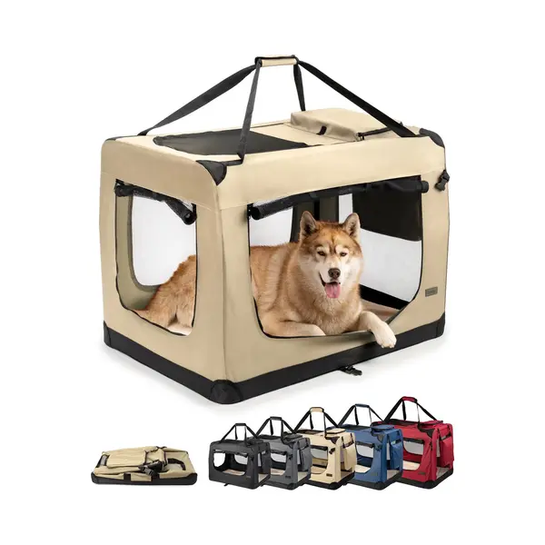 dibea Lionto Transportbox, Opvouwbaar, Stevig & Met Kussen, 101x69x70 Cm Beige thumbnail
