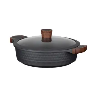 Resto Kitchenware 93506 Stahlpfanne 4,4 l Rund Schwarz, Holz