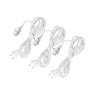 Trango 3-pack 1011-500W*3 Lamphouder Met Aan/Uit-schakelaar - E27 Fitting Wit Met 5m Stroomkabel I Schroefring I Schakelaar I Lamp Ophanging I