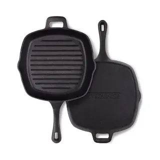Chefarone Gietijzeren Grillpan – 25, 5 Cm – Voor Inductie, Gas, Oven & Bbq – Vierkante Grillpan Met Ribbels – Perfecte Grillstrepen &