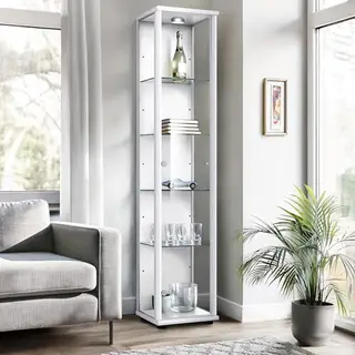 K-Möbel Glasvitrine C1014 (Glasvitrine (176x37x33 Cm) Mit 1 Glastür) Glasvitrine Stehend