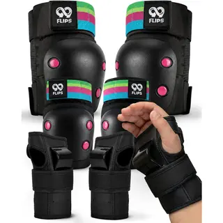 99FLIPS Protection Skateboard Enfant - Protection Velo Enfant 3 Ans - Protege Genoux Skateboard, Skate Et Freestyle Bmx - Slide - Taille Sm Noir