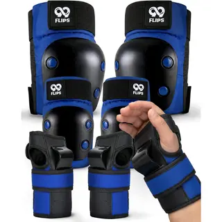 99FLIPS Protection Skateboard Enfant - Protection Velo Enfant 3 Ans - Protege Genoux Skateboard, Skate Et Freestyle Bmx - Slide - Taille Sm Bleu