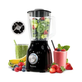 TurboTronic BG6 Blender - Met Glazen Kan - Smoothie Blender - Smoothie Maker - Rvs Zwart