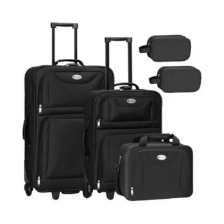 Athens Trolley Reiskofferset - 5-delig - 2 Trolleys En 3 Tassen - Zwart (5-delig)