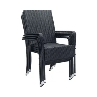 Polyrattan Gartenstühle Yoro 4er Set - Mit Armlehnen & Rückenlehne - 4 Stühle Stapelbar - Rattan Stuhl Garten - Stapelstuhl Schwarz - Juskys