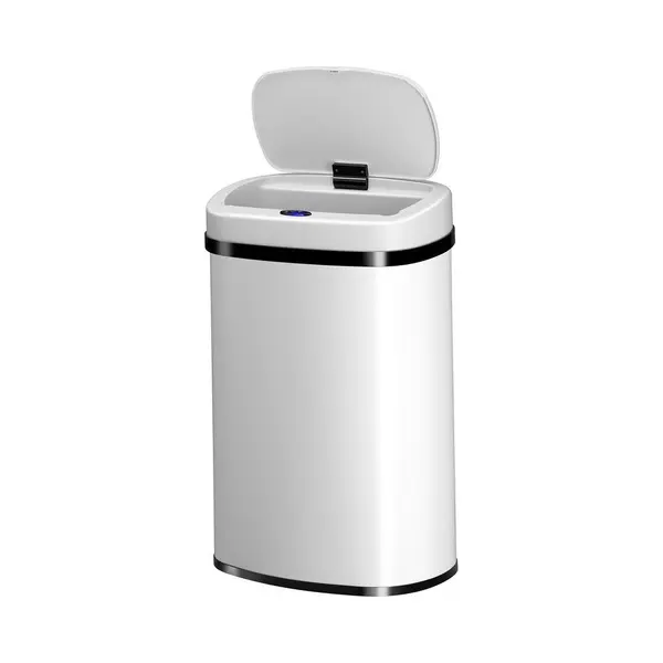 Juskys Automatik Mülleimer Mit Sensor 50l - Elektrischer Abfalleimer, Bewegungssensor, Automatischer Deckel, Wasserdicht, Rechteckig, Küche - Weiß - thumbnail