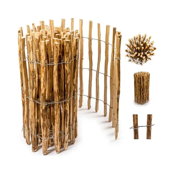 Floranica Staketenzaun Aus Haselnuss Kastanie 1 Laufender Meter X 80cm Hoch 8-10cm Zwischenraum Hühnerzaun Lattenzaun Gartenzaun, Rollzaun, thumbnail