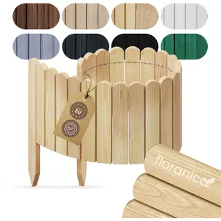 Floranica Borderrand Plantenborder 20 X 100 Cm Naturel Graskant Houten Tuinafsluiting Houten Hekwerk Flexibele Rollborder