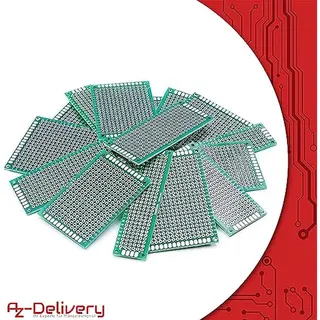 AZDelivery 5 X Set Of 16 Pcb Prototyping Board Perforated Cards Compatible With Arduino Including E-Book!