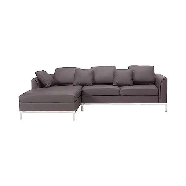 Beliani Ecksofa 4-sitzer Oslo Echtleder Braun Rechtsseitig thumbnail