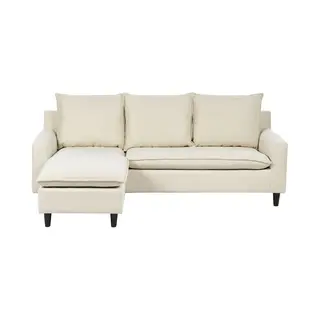 Beliani - Ecksofa Beige Polsterbezug L-förmig Rechtsseitig Traditionell Wohnzimmer