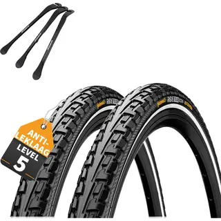 MSZweirad Fahrradreifen 2x Continental Ride Tour 28x1.60" (42-622), Schwarz Reflex + 3x Heber
