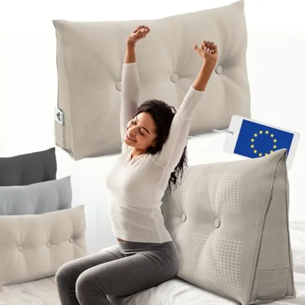 Eloneo Rückenkissen 100 Cm Breit, Keilkissen Für Bett Und Sofa Geeignet, Dreieckiges Lesekissen, Kissen Mit Abnehmbarem Und Waschbarem Bezug, Mit thumbnail
