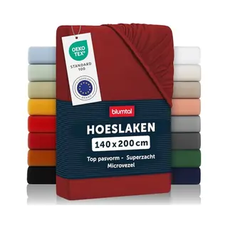 Blumtal® Spannbettlaken 140x200 Cm - Microfaser Bettspanntuch, Oekotex Zertifiziert, Aurora Red - Rot