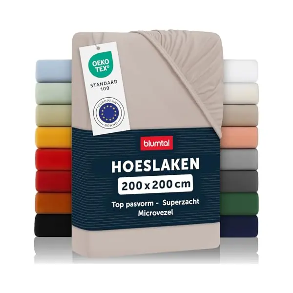 Blumtal Hoeslaken - Microfiber Hoeslakens - 200 X 200 X 30cm - Katoen - Taupe thumbnail