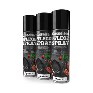 Oputec 3x500ml Gusseisen-Pflegespray - Trennspray Grill, Pfanne, Dutch Oven Grillreiniger (Spar-Set)
