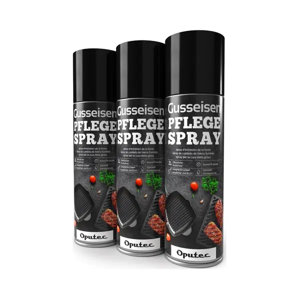 Oputec 3x500ml Gusseisen-Pflegespray - Trennspray Grill, Pfanne, Dutch Oven Grillreiniger (Spar-Set) thumbnail