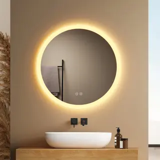 Emke Badkamerspiegel - Anti Condens - 3 Lichtkleuren & Dimbaar - 50CM - Douche Spiegel - Energiezuinig