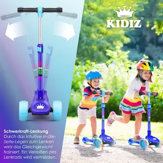 Kidiz® Kinderstep - 3 Wielen Step - Scooter - Kinderscooter X-Pro2 Met Pu Led Oplichtende Wielen Opvouwbaar Pedaal Kinderstepjes In Hoogte