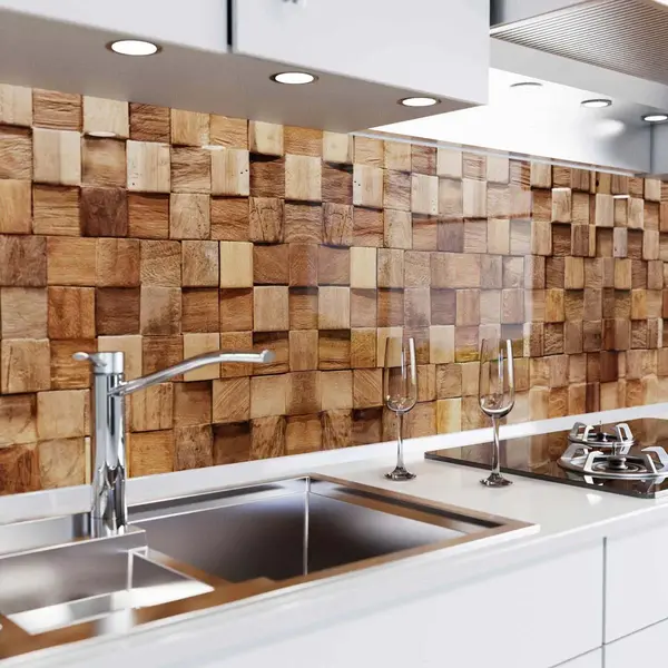 danario Keuken Achterwand Zelfklevend - Spatscherm Keuken - Spatwand Fornuis - Muurbeschermer - Verstevigde Pet Folie - 0, 37 Mm - Mat - Hout - 340 Cm X 60 Cm thumbnail
