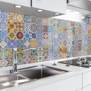 danario Keuken Achterwand Zelfklevend – Glaslook – Spatscherm Keuken – Verstevigde Pet Folie – Spatwand Fornuis – Muurbeschermer – 0, 80 Mm -