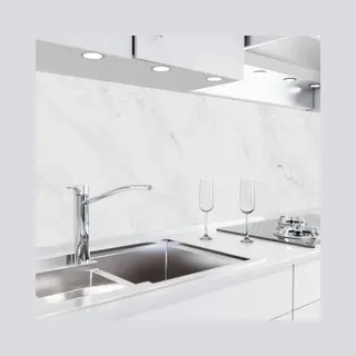 Danario Küchenrückwand Selbstklebend - Matt - Spritzschutz Küche - Versteifte Pet Folie - 0, 4 Mm - Marmor Weiß - 80cm X 280cm