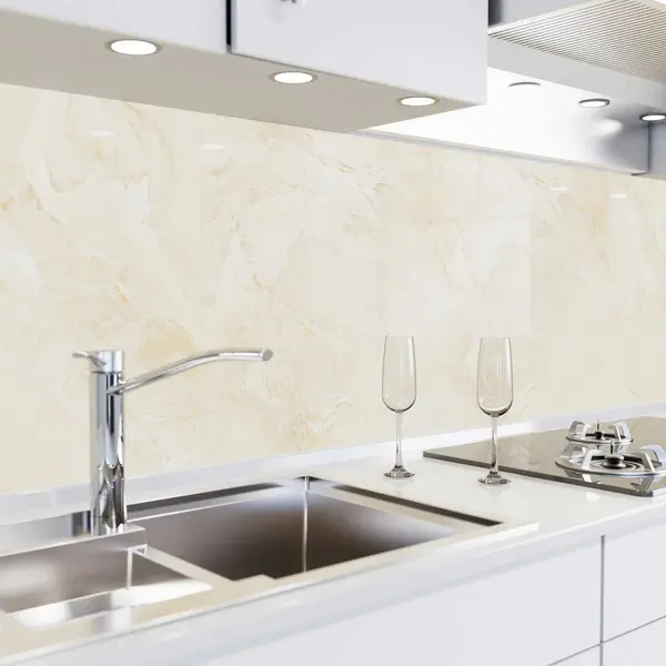 Danario Küchenrückwand Selbstklebend - Matt - Spritzschutz Küche - Versteifte Pet Folie - 0, 4 Mm - Marmor Beige - 80cm X 340cm thumbnail