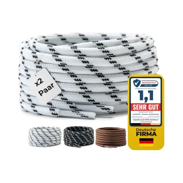 LaceHype - 2 Paar Ronde Veters - Diameter Van 4, 5 Mm - Voor Laarzen - Werkschoenen - Outdoor - Sportschoenen - Reserveveters Van Polyester - thumbnail