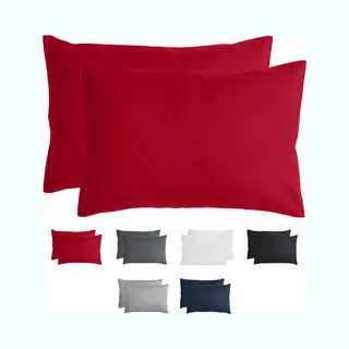 Komfortec Kissenbezug 2er Set - 100% Mikrofaser, Weich & Atmungsaktiv, Mit Reißverschluss - Kopfkissenbezug - Waschbar & Pflegeleicht - Rot - 50 X 70