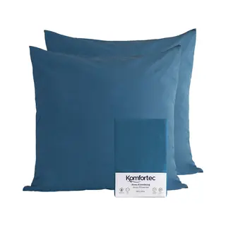 Komfortec 100% Cotton Cushion Covers, Set Of 2, 40 X 40 Cm, Super Soft Premium Jersey Pillowcase, 150 G/m², Cushion Cover, Deep Sea Blue