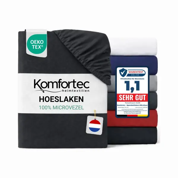 Komfortec Mikrofaser Spannbettlaken 200x200 Cm – Weiches Spannbetttuch Mit Rundumgummi – Fitted Sheet Für Matratzen Bis 30 Cm – Anthrazit – thumbnail