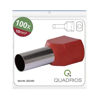 Quadrios - 22c440 Zwillings-aderendhülse 10 Mm² Teilisoliert Rot 1 Set