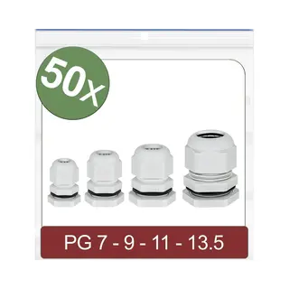 Quadrios 24CA402 Cable Gland Polyamide Grey 50 Pcs Sizes PG7/9/11/13.5