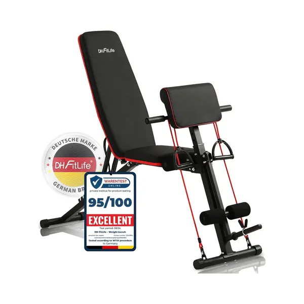 Dh FitLife Hantelbank Klappbar Mit Curlbank & Beinstrecker | Weight Bench | Trainingsbank Fitnessbank Multifunktional | Bauchtrainer 7 Stufen thumbnail