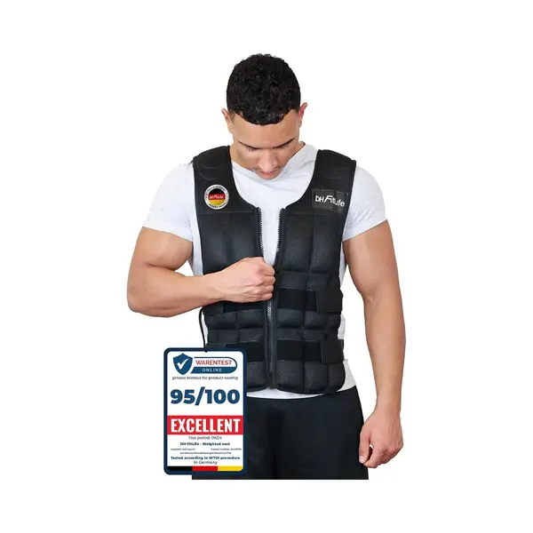 Dh FitLife Gewichtsweste Verstellbar 10/20/30KG Zum Muskelaufbau U. Krafttraining, (Weighted Vest, Laufweste), Laufweste Damen Herren, Fitness thumbnail