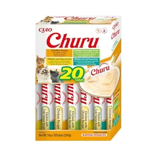 Inaba InaPaw Churu Mischpackung Aus Nassfutter-Sachets Für Katzen (20 Stück), Hühnergeschmack, Hydration-Snacks