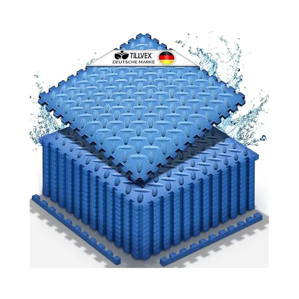 Tillvex® Pool Bodenschutzmatte Blau - 48 Stück Unterlegmatte Für Pool & Planschbecken Poolmatte Bodenmatte Outdoor Poolunterlage Bodenschutz Matten thumbnail